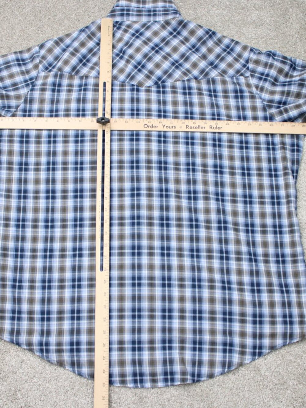 Ely Cattleman Shirt Mens 2XL XXL Blue Plaid Pearl Snap Western Short Sleeve - Picture 9 of 12
